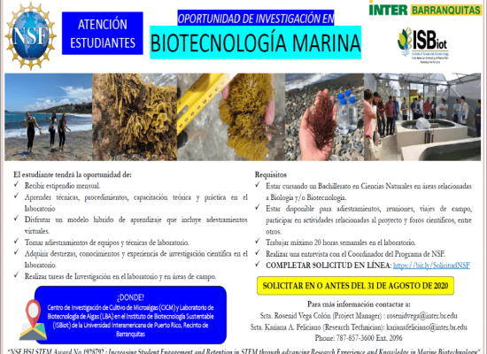 Oportunidad de Investigación – Biotecnología Marina