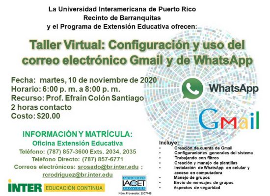 Taller Virtual – Configuración y uso del correo electrónico Gmail y de WhatsApp