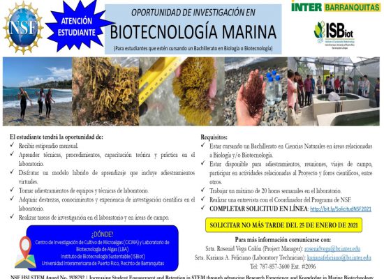Oportunidad de Investigación en Biotecnología Marina