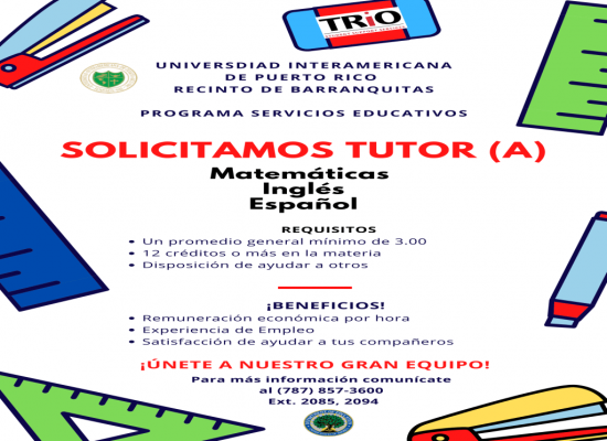 Programa Servicios Educativos solicita tutores
