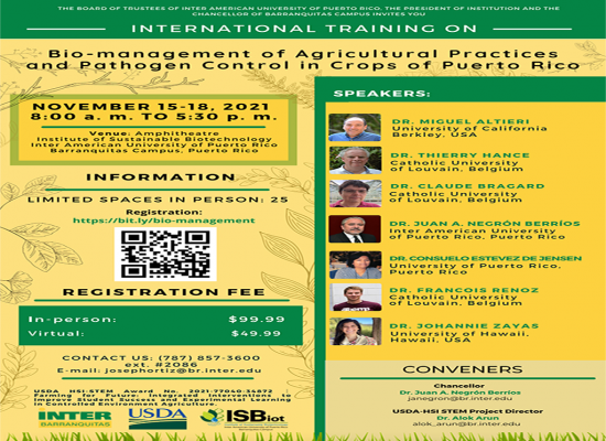 International Training on: Bio-management of Agricultural Practices and Pathogen Control in Crops of Puerto Rico