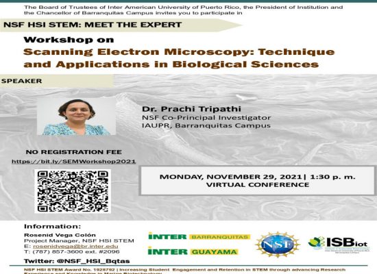 Workshop on  Scanning Electron Microscopy: Technique  and Applications in Biological Sciences