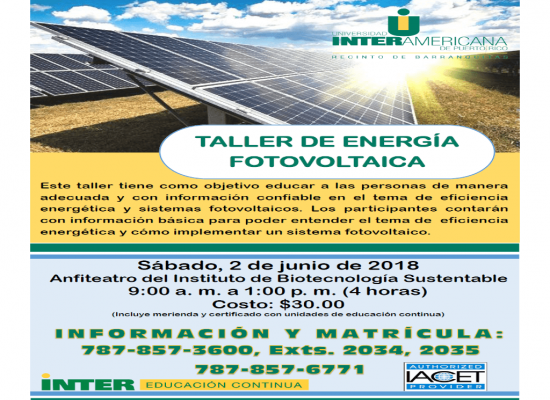 Taller de Energía Fotovoltaica<br><br><br>