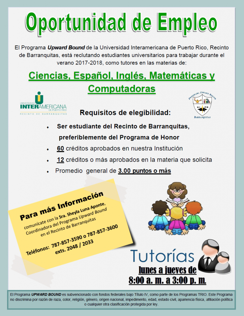 Oportunidad De Empleo – Upward Bound - Universidad Interamericana De ...