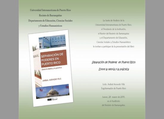 Presentación del libro: Separación de Poderes en Puerto Rico: Entre la teoría y la práctica